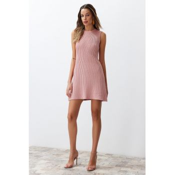 Rochie mini striata tricotata - fara maneci