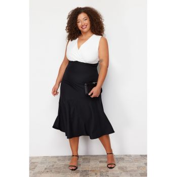 Rochie plus size fara maneci cu decolteu in V 51455