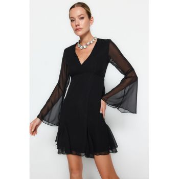 Rochie scurta cu decolteu in V si maneci lungi 51433