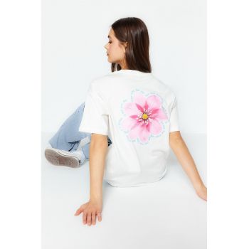 Tricou cu maneci drop si imprimeu floral