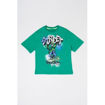 Tricou de bumbac cu imprimeu graffiti