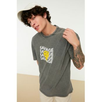 Tricou lejer cu imprimeu text 51415