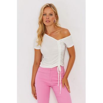 Bluza crop cu snur ajustabil