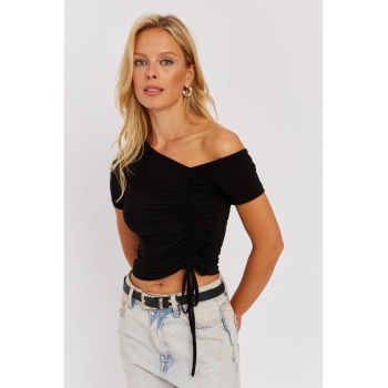 Bluza crop cu snur ajustabil