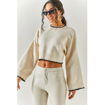 Pulover crop cu maneci cazute