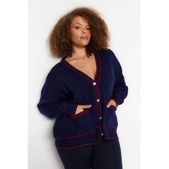 Cardigan cu buzunare laterale Plus Size