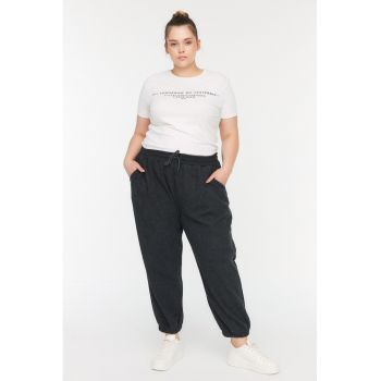 Pantaloni de trening plus size cu buzunare oblice