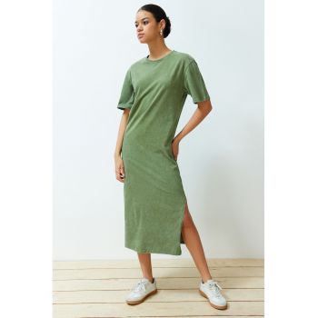 Rochie-tricou cu croiala dreapta si slit lateral