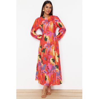 Rochie evazata cu model floral