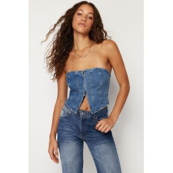 Top crop din denim