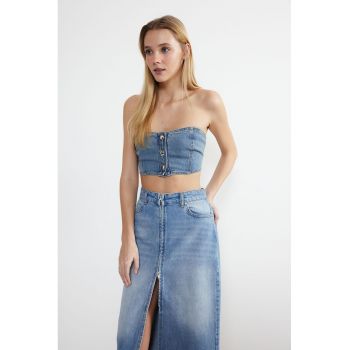 Top crop din denim