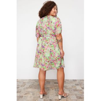 Rochie mini evazata cu model floral