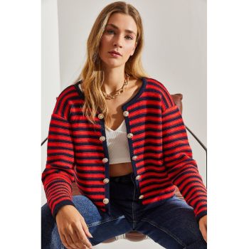 Cardigan crop cu nasturi