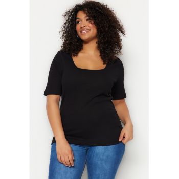 Tricou dama 120417-7871 - Bumbac/Elastan - Negru