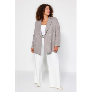 Sacou plus size cu model in dungi