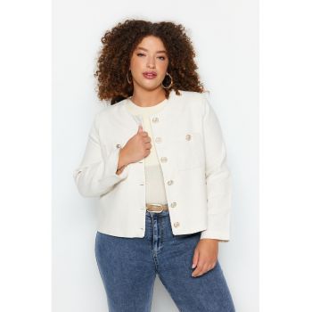 Sacou plus size cu buzunare cu nasturi