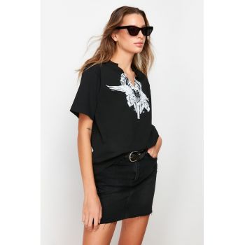 Tricou dama 128875-7871 - Bumbac - Negru