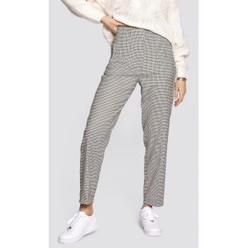 Pantaloni crop cu model cu houndstooth