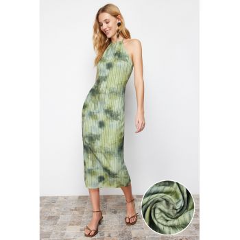 Rochie halter slim fit cu model tie-dye