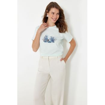 Tricou dama 137899-7871 - Bumbac - Albastru