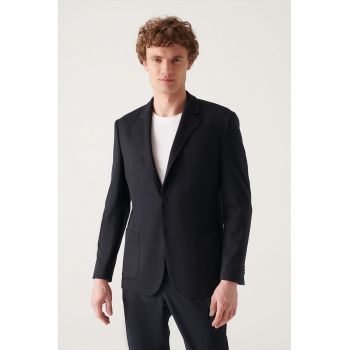 Sacou slim fit cu revere decupate