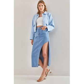 Fusta de denim cu slit lateral adanc 126749