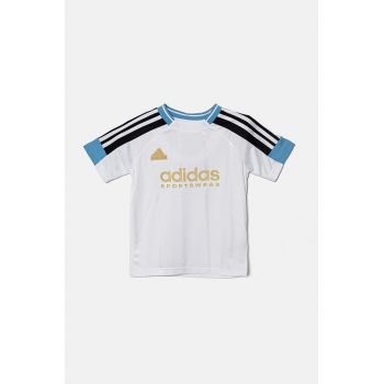 adidas tricou copii J NP TEE culoarea alb, cu imprimeu, IY0143