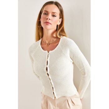 Cardigan striat cu maneci raglan