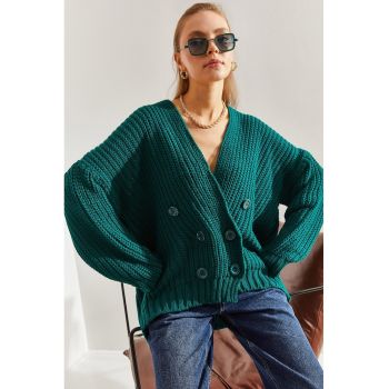 Cardigan tricotat cu maneci cazute