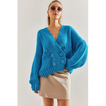 Cardigan tricotat cu maneci cazute