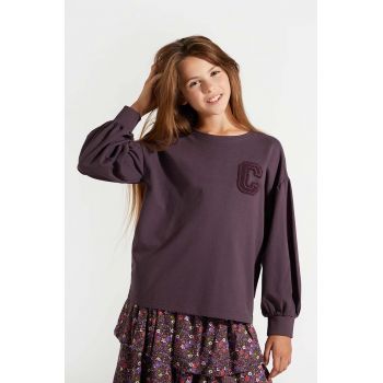 Coccodrillo bluza copii culoarea violet, neted, ACADEMY GIRL JUNIOR