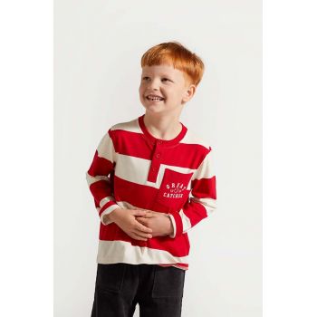 Coccodrillo longsleeve din bumbac pentru copii culoarea rosu, modelator, ACADEMY BOY KIDS