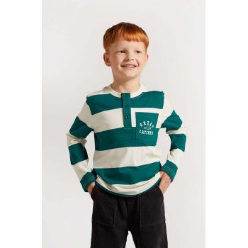 Coccodrillo longsleeve din bumbac pentru copii culoarea verde, modelator, ACADEMY BOY KIDS