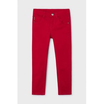 Mayoral pantaloni copii slim fit basic culoarea rosu, neted, 517