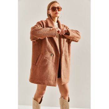 Palton supradimensionat de blana shearling sintetica