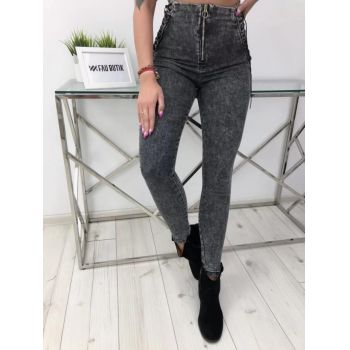 Blugi skinny cu siret pe lateral