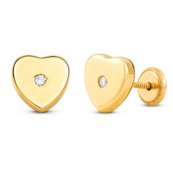 Cercei din aur 14K Small Hearts and Diamonds