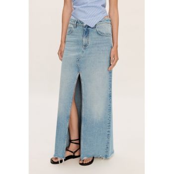 Fusta maxi din denim cu slit frontal Amaia