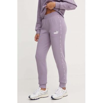 Puma pantaloni de trening Ess Tape culoarea violet, cu imprimeu