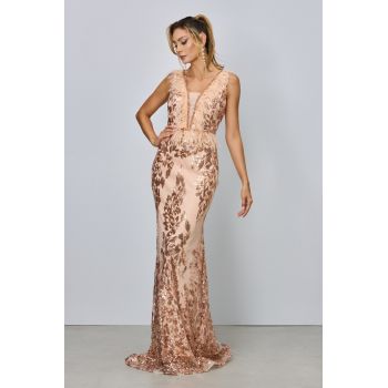 Rochie de ocazie premium Taisia Peach