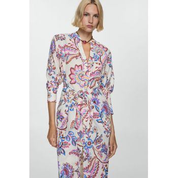 Rochie-tunica cu imprimeu floral si nod Lenalong la reducere