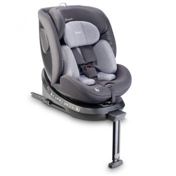 BabyGo - Scaun auto rotativ cu isofix, MOVE360 Grey, 40-150 cm, testat Suplimentar la impact lateral, frontal si din spate