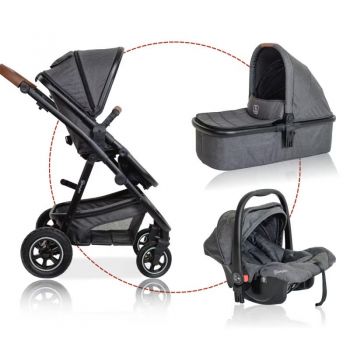 Carucior pentru copii BabyGo 3 in 1 Simplex, Grey Melange