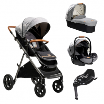 Carucior pentru copii multifunctional 3 in 1 Joie Aeria Signature Carbon + Baza Isofix (Carucior Aeria Carbon+ Landou Ramble Carbone+ scoica i-Level recline Carbon+ Baza Isofix Rotativa Encore)