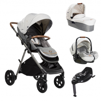 Carucior pentru copii multifunctional 3 in 1 Joie Aeria Signature Oyster + Baza Isofix (Carucior Aeria Oyster+ Landou Ramble oyster+ scoica i-level recline Oyster+ Baza Isofix Encore)