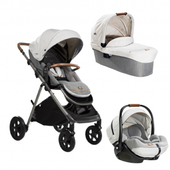 Carucior pentru copii multifunctional 3 in 1 Joie Aeria Signature Oyster (Carucior Aeria Oyster+ Landou Ramble oyster+ scoica i-level recline Oyster)