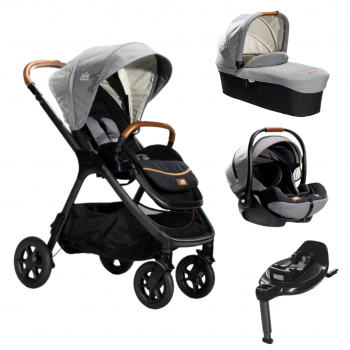 Carucior pentru copii multifunctional 3 in 1 Joie Finiti Signature Carbon + Baza Isofix Encore (Carucior Finiti Carbon+ Landou Ramble XL Carbon+ scoica i-Level Recline Carbon+ baza isofix Encore)