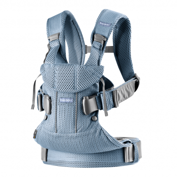 Marsupiu anatomic cu multiple pozitii de purtare BabyBjorn One Air, Slate Blue, 3D Mesh