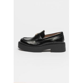 Pantofi loafer de piele cu toc masiv