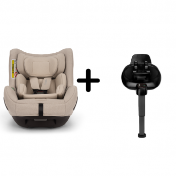 Nuna - Set Scaun auto rotativ TODL next Biscotti, 40-105 cm + Baza isofix BASE next i-Size pentru TODL next, testat ADAC